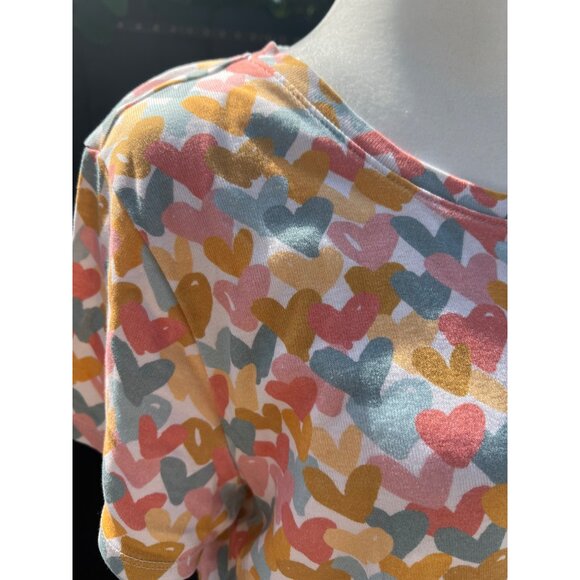 The Company Store women’s casual heart-graphic print multicolor tee shirt LARGE - Picture 6 of 7